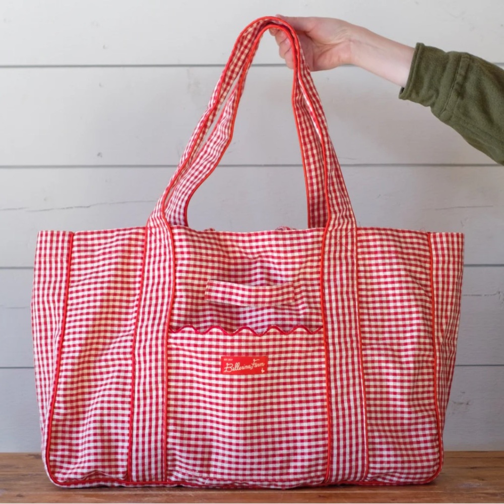 Red Gingham Tote Bag